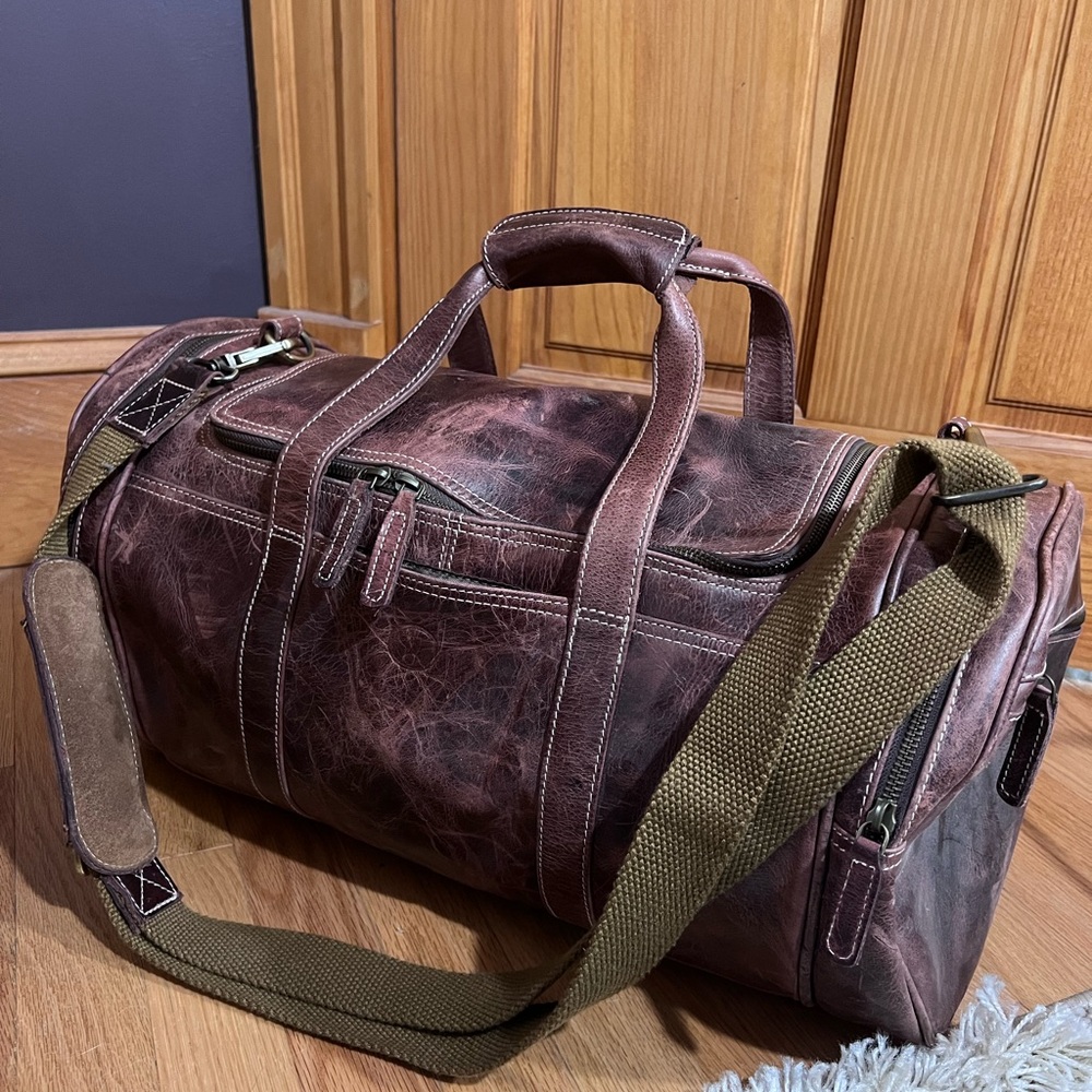 Brown Leather Men's Duffel Bag